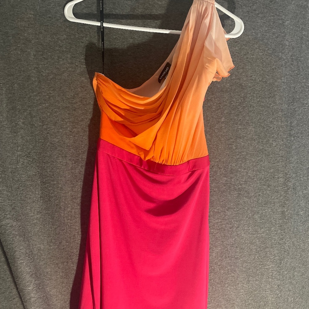 Bebe Silk spandex one shoulder dress